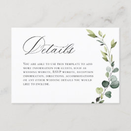 Elegante Eucalyptus Boheemse bruiloft Informatiekaartje