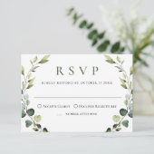 Elegante Eucalyptus Boheemse bruiloft MAALTIJD KEU RSVP Kaartje (Staand voorkant)