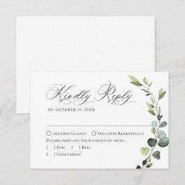 Elegante Eucalyptus Boheemse bruiloft MAALTIJD KEU RSVP Kaartje