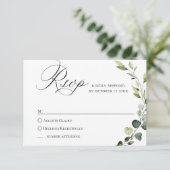 Elegante Eucalyptus Boheemse bruiloft MAALTIJD KEU RSVP Kaartje (Staand voorkant)