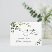 Elegante Eucalyptus Boho Bruiloft Recept Kaart (Staand voorkant)