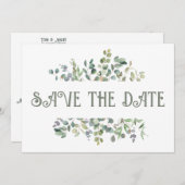 Elegante Eucalyptus Boho Groene Huwelijk Save The Date (Voorkant / Achterkant)
