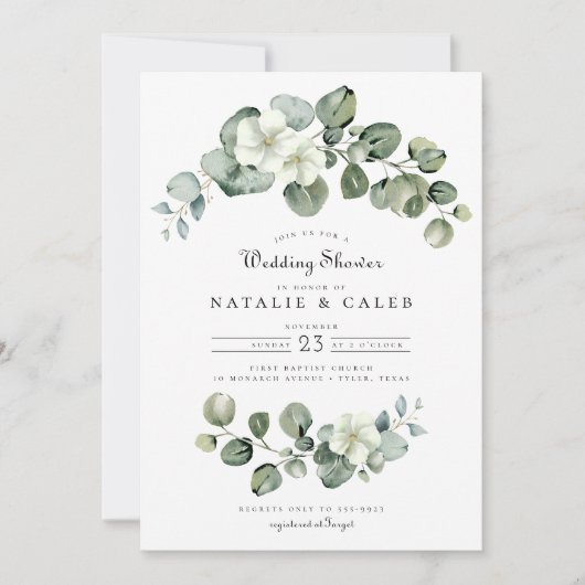 Elegante Eucalyptus boog groen bruiloft douche Kaart (Voorkant)