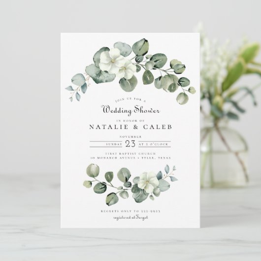 Elegante Eucalyptus boog groen bruiloft douche Kaart (Staand voorkant)