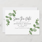 Elegante Eucalyptus Botanical Save the Date Kaart (Voorkant)