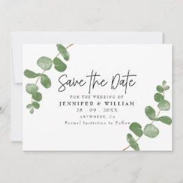 Elegante Eucalyptus Botanical Save the Date Kaart