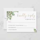 Elegante Eucalyptus Botanische Begroeiing Goud RSV RSVP Kaartje (Voorkant)