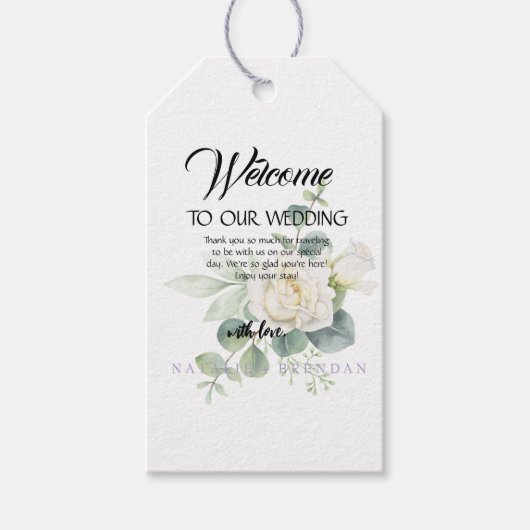 Elegante eucalyptus botanische foto zomer bruiloft cadeaulabel (Voorkant)