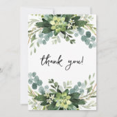 Elegante eucalyptus botanische fotobruiloft  bedankkaart (Voorkant)