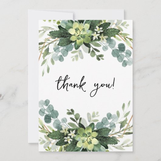 Elegante eucalyptus botanische fotobruiloft  bedankkaart (Voorkant)