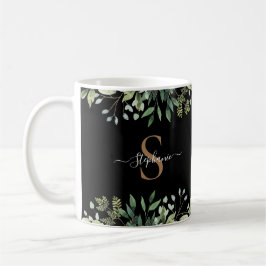 Elegante Eucalyptus Botanische Gouden Monogram Scr Koffiemok