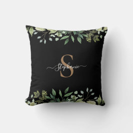 Elegante Eucalyptus Botanische Gouden Monogram Scr Kussen