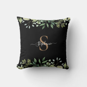 Elegante Eucalyptus Botanische Gouden Monogram Scr Kussen