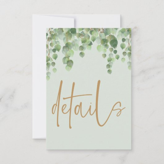 Elegante Eucalyptus Botanische groen Gouden Detail RSVP Kaartje (Achterkant)