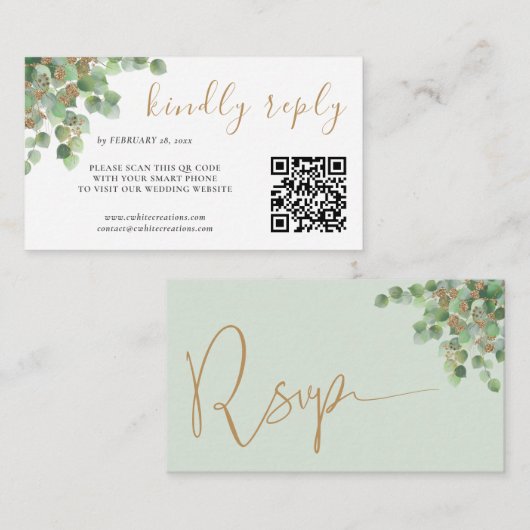 Elegante Eucalyptus Botanische Groene Plantengroei Informatiekaartje (Voorkant / Achterkant)