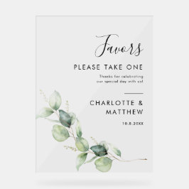 Elegante Eucalyptus Botanische Huwelijksgunsten Acryl Bord