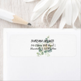 Elegante eucalyptus botanische retour adreslabel etiket