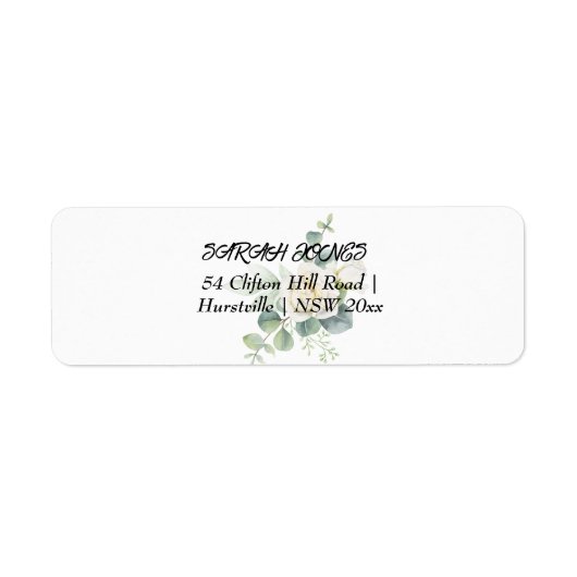 Elegante eucalyptus botanische retour adreslabel etiket (Voorkant)