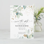Elegante Eucalyptus Botanische Trouwkaart 'Save th Save The Date (Staand voorkant)