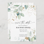 Elegante Eucalyptus Botanische Trouwkaart 'Save th Save The Date (Voorkant / Achterkant)
