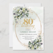 Elegante Eucalyptus Botanische Uitnodiging 80e Ver (Voorkant)