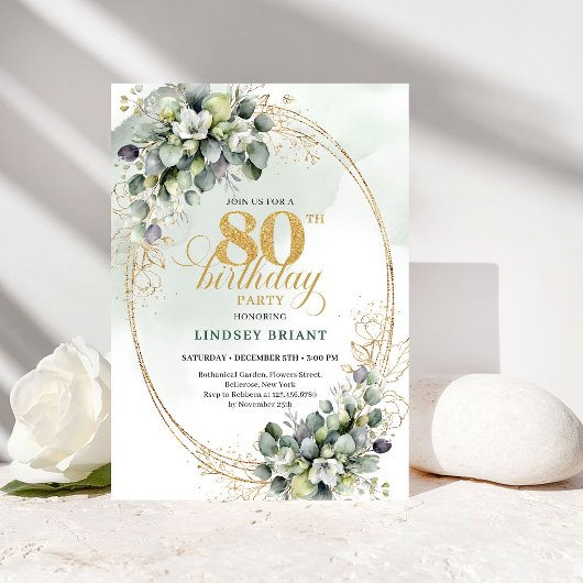 Elegante Eucalyptus Botanische Uitnodiging 80e Ver