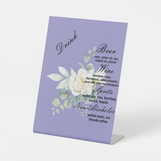 Elegante eucalyptus botanische zomerbruiloft reclamebord met voetstuk (Voorkant)