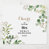 Elegante Eucalyptus Bruidsfeest Bruisende Wijn La Sparkling Wijnetiket (Enkel label)