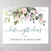 Elegante Eucalyptus Bruidsfeest Date Night Idee Poster (Voorkant)