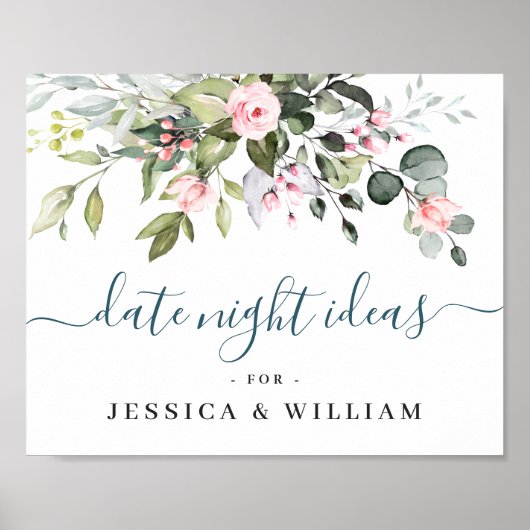 Elegante Eucalyptus Bruidsjonker Date Night Idee Poster (Voorkant)