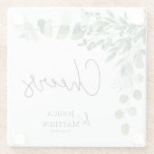 Elegante Eucalyptus Bruidsmeisje Trouwcadeau Glazen Onderzetter (Achterkant)