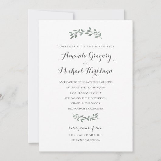 Elegante Eucalyptus bruidssuite Kaart (Voorkant)