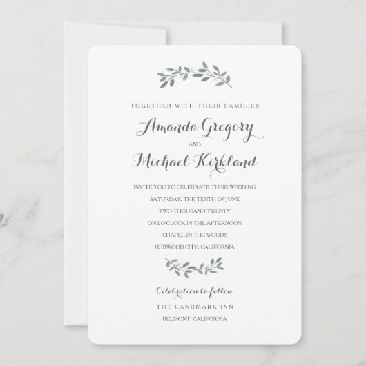 Elegante Eucalyptus bruidssuite Kaart (Voorkant)