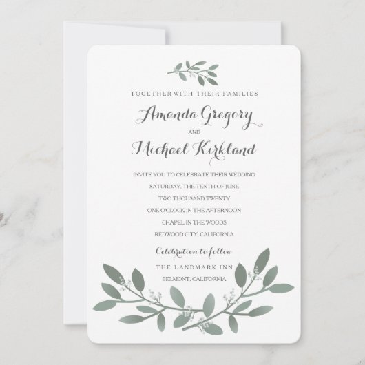 Elegante Eucalyptus bruidssuite Kaart (Voorkant)