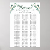Elegante Eucalyptus Bruiloft 18 Tafel Zitplaatsen Poster (Voorkant)