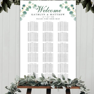 Elegante Eucalyptus Bruiloft 18 Tafel Zitplaatsen Poster