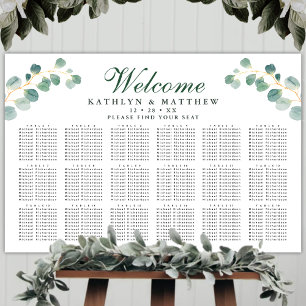 Elegante Eucalyptus Bruiloft 18 Tafel Zitplaatsen Poster