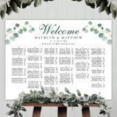 Elegante Eucalyptus Bruiloft Alfabetische Zitplaat Poster