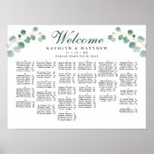 Elegante Eucalyptus Bruiloft Alfabetische Zitplaat Poster (Voorkant)