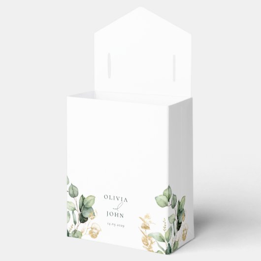 Elegante Eucalyptus Bruiloft Bedankdoosjes (Geopend)