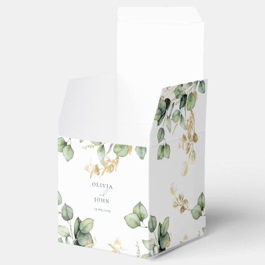 Elegante Eucalyptus Bruiloft Bedankdoosjes (Geopend)