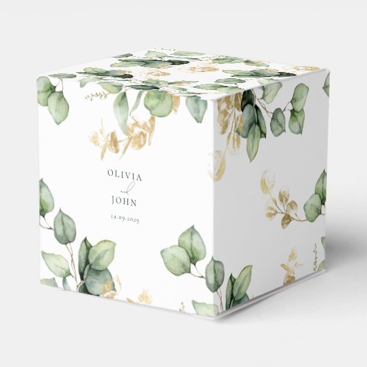 Elegante Eucalyptus Bruiloft Bedankdoosjes (Achterkant)