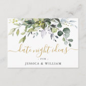 Elegante Eucalyptus Bruiloft Feest Datum Nacht Ide Advieskaart (Voorkant)