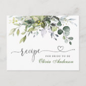 Elegante Eucalyptus Bruiloft Feest Recept Kaart (Voorkant)