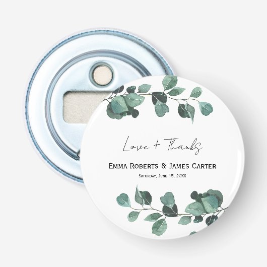 Elegante Eucalyptus bruiloft fles opener (Voorkant)