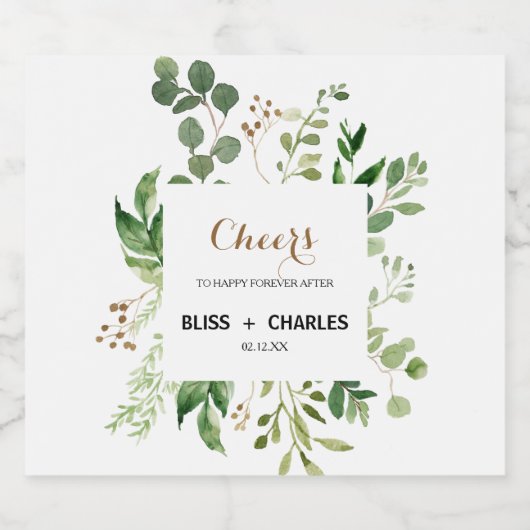 Elegante Eucalyptus bruiloft mousserende wijn labe Sparkling Wijnetiket (Enkel label)