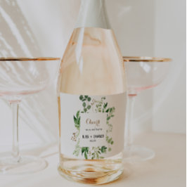 Elegante Eucalyptus bruiloft mousserende wijn labe Sparkling Wijnetiket