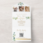 Elegante Eucalyptus bruiloft QR-code All In One Uitnodiging (Binnen)