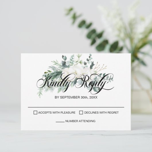 Elegante Eucalyptus bruiloft RSVP (Staand voorkant)