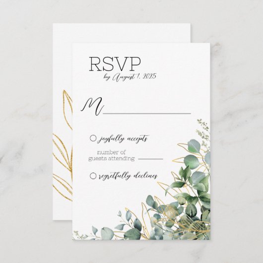 Elegante Eucalyptus bruiloft RSVP Kaart (Voorkant / Achterkant)